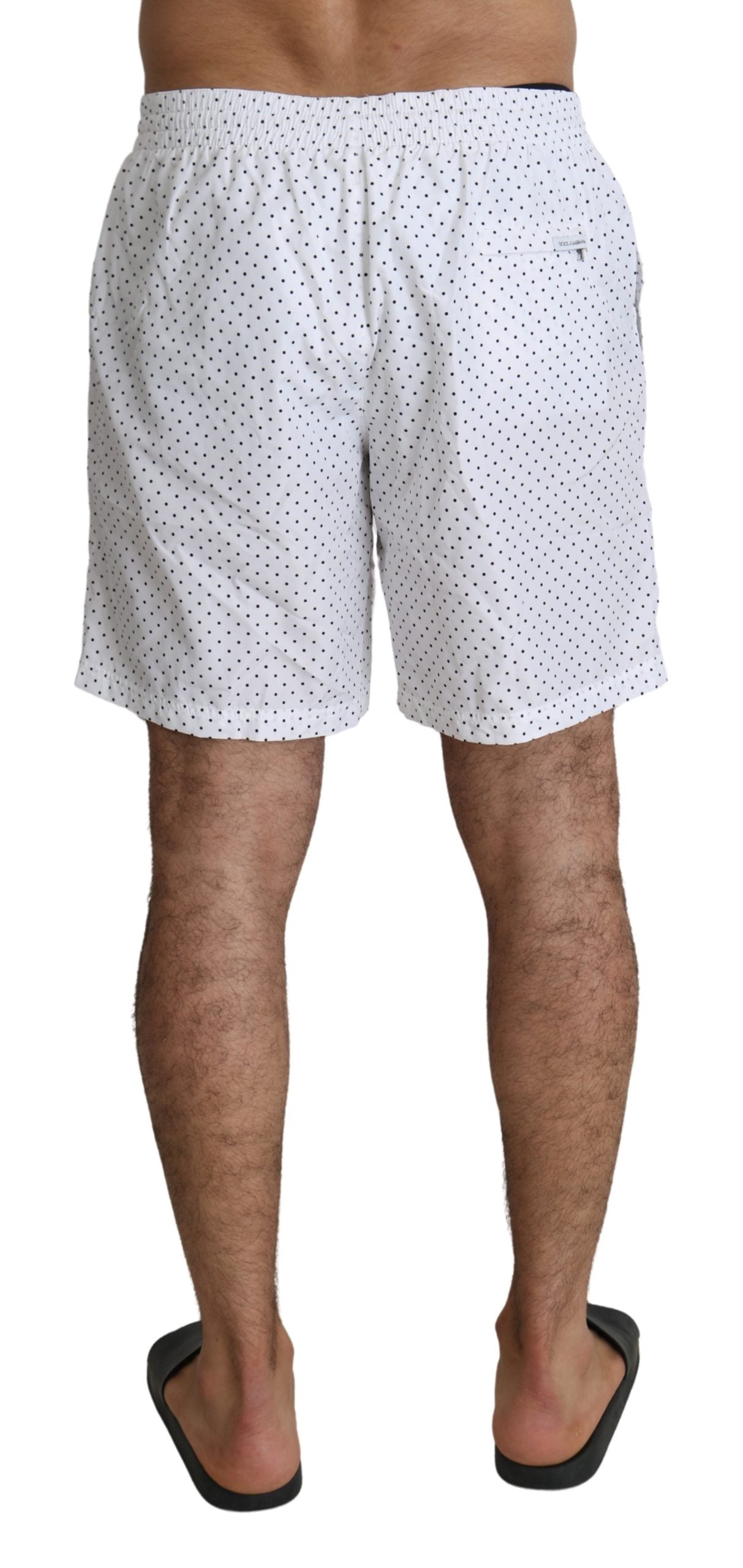 Weiße Polka Beachwear Shorts Herren Badeshorts