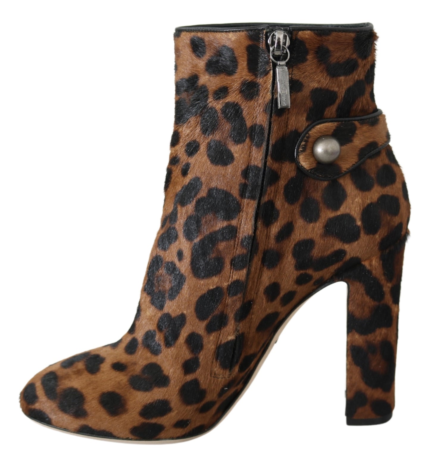 Braun Leopard Kalb Haar Stiefeletten Schuhe