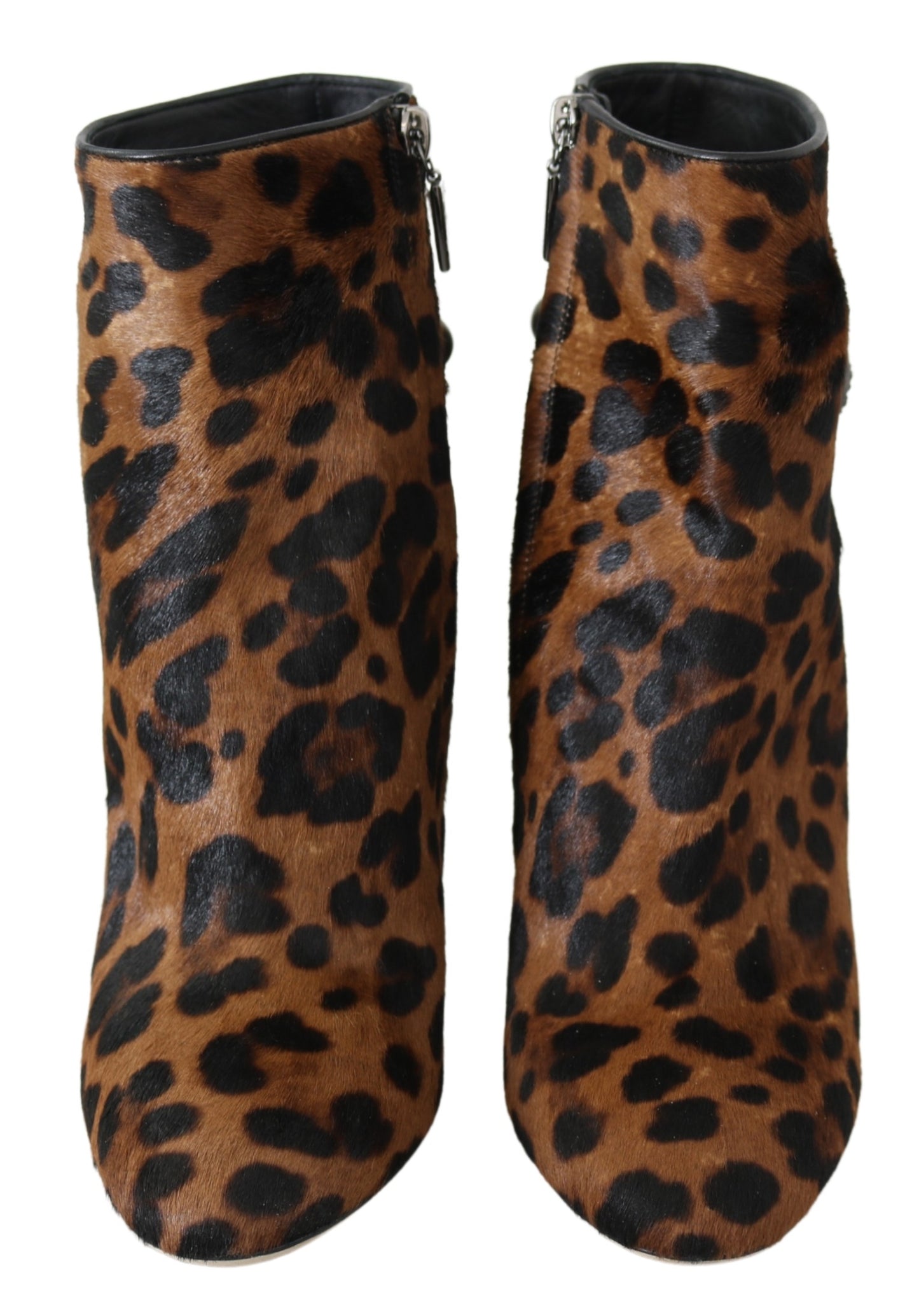 Braun Leopard Kalb Haar Stiefeletten Schuhe