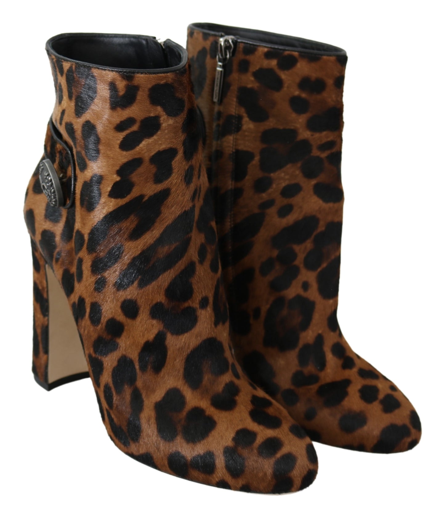 Braun Leopard Kalb Haar Stiefeletten Schuhe
