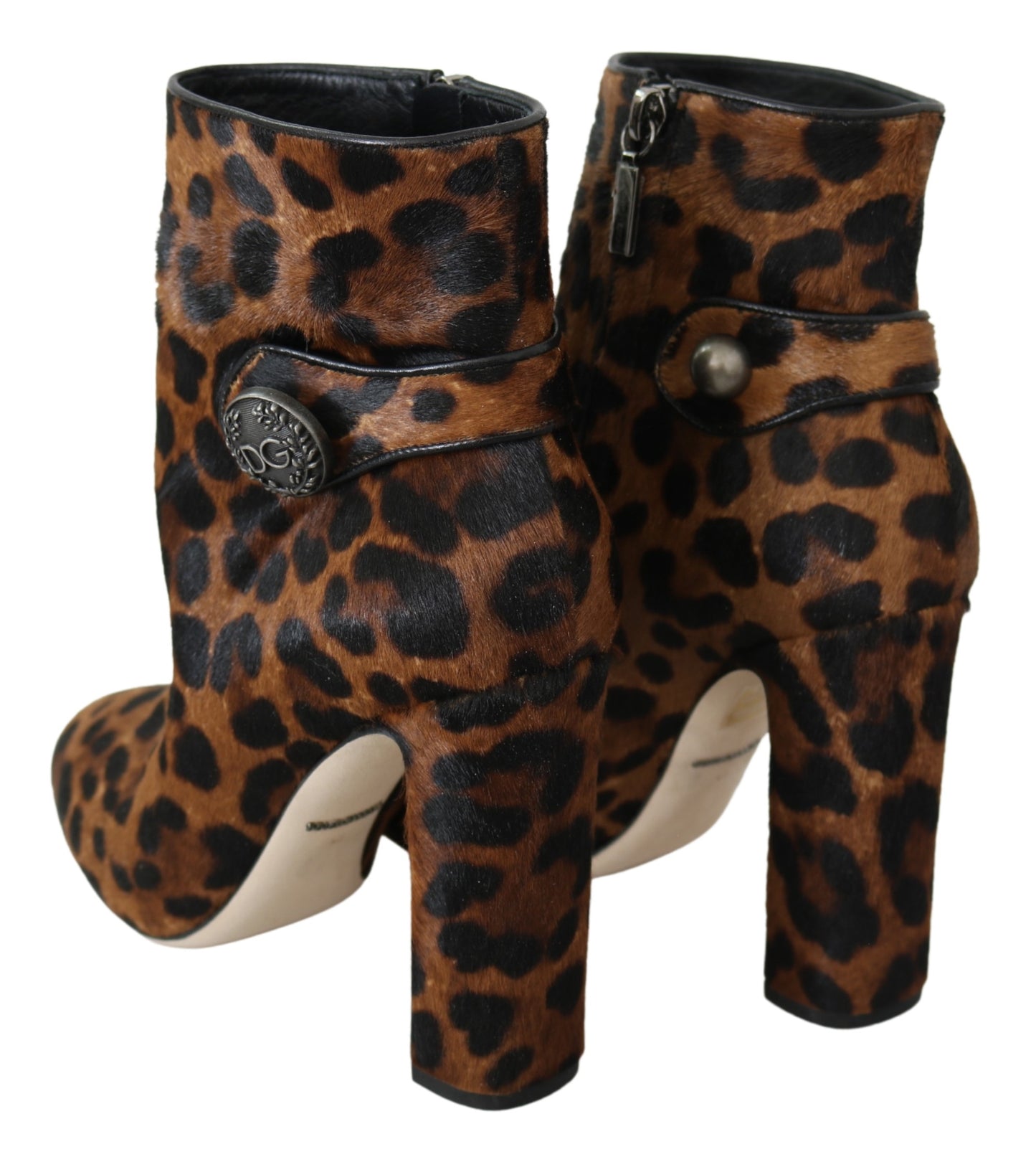 Braun Leopard Kalb Haar Stiefeletten Schuhe