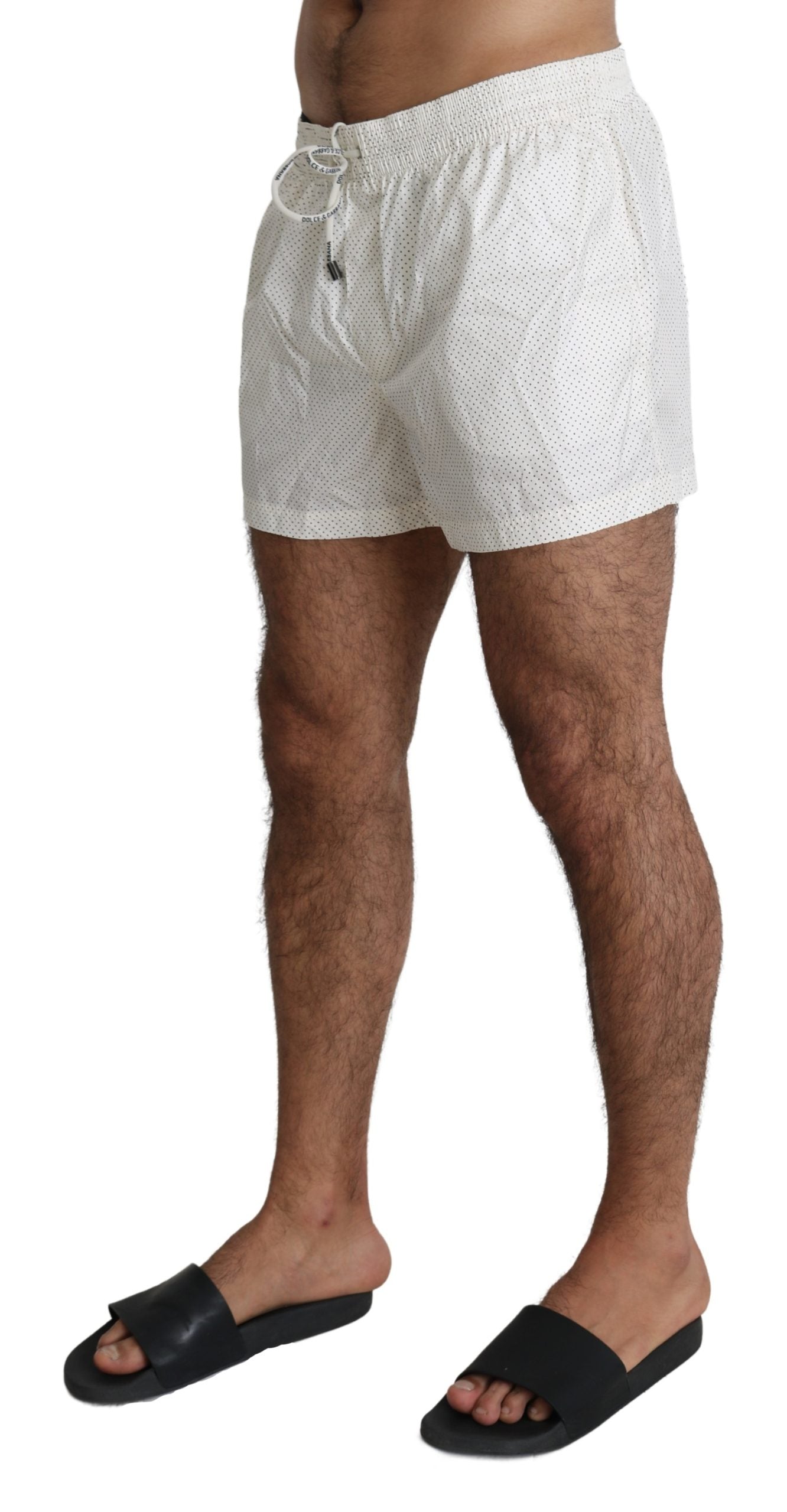 Weiße Polka Beachwear Shorts Herren Badeshorts