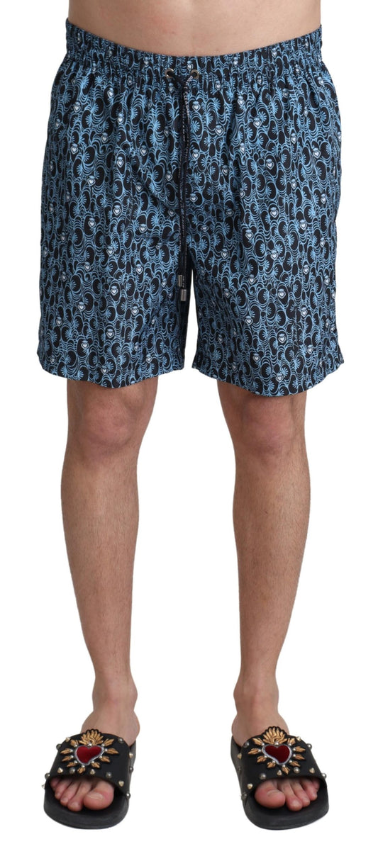 Blaue gemusterte Strandbekleidung Shorts Bademode
