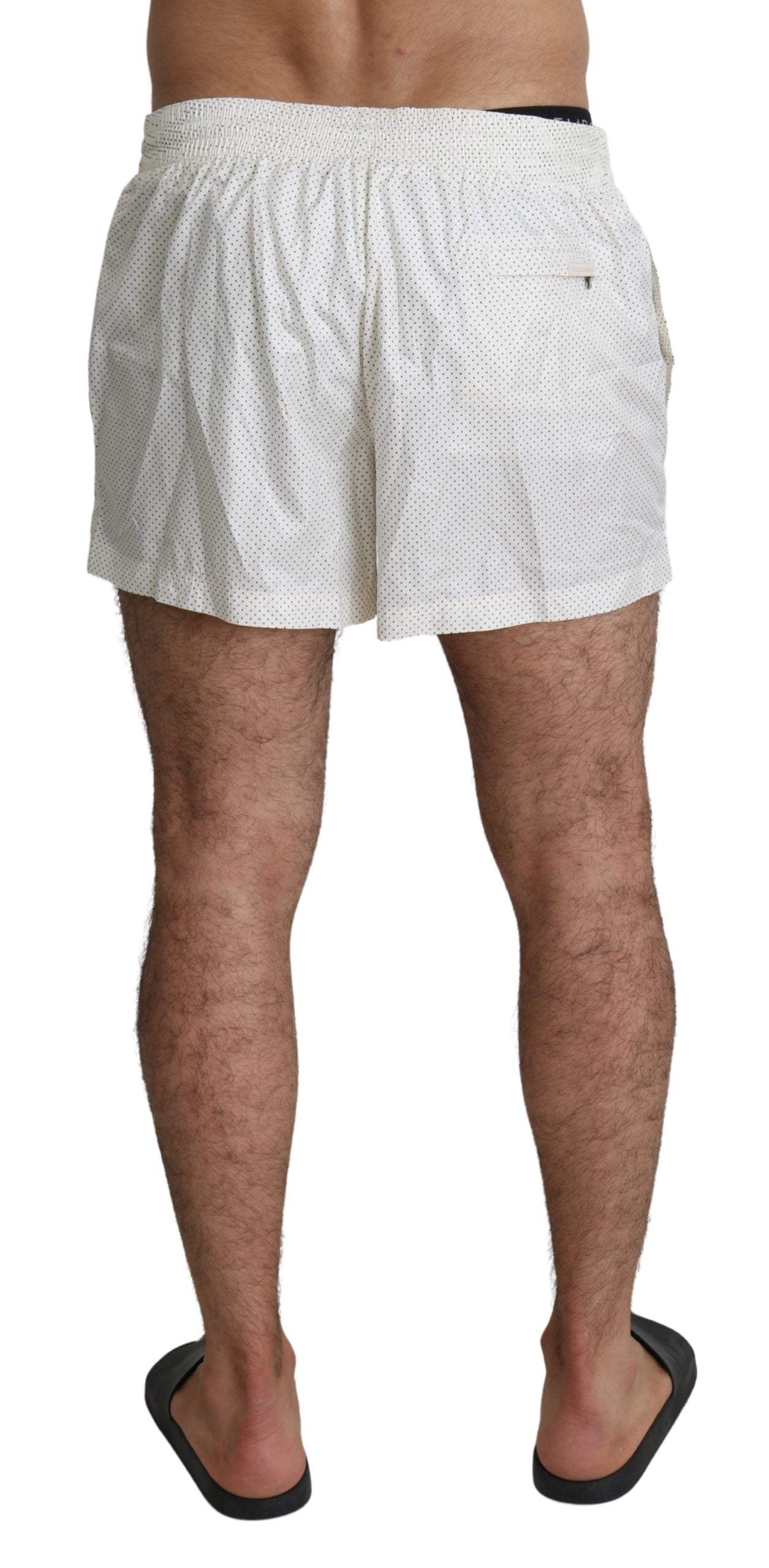 Weiße Polka Beachwear Shorts Herren Badeshorts