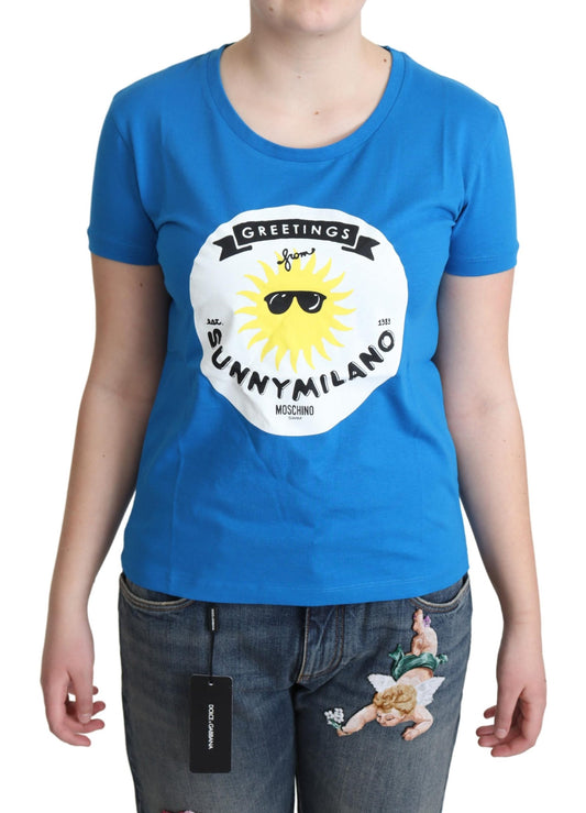 Blaue Baumwolle Sunny Milano Print Tops T-Shirt