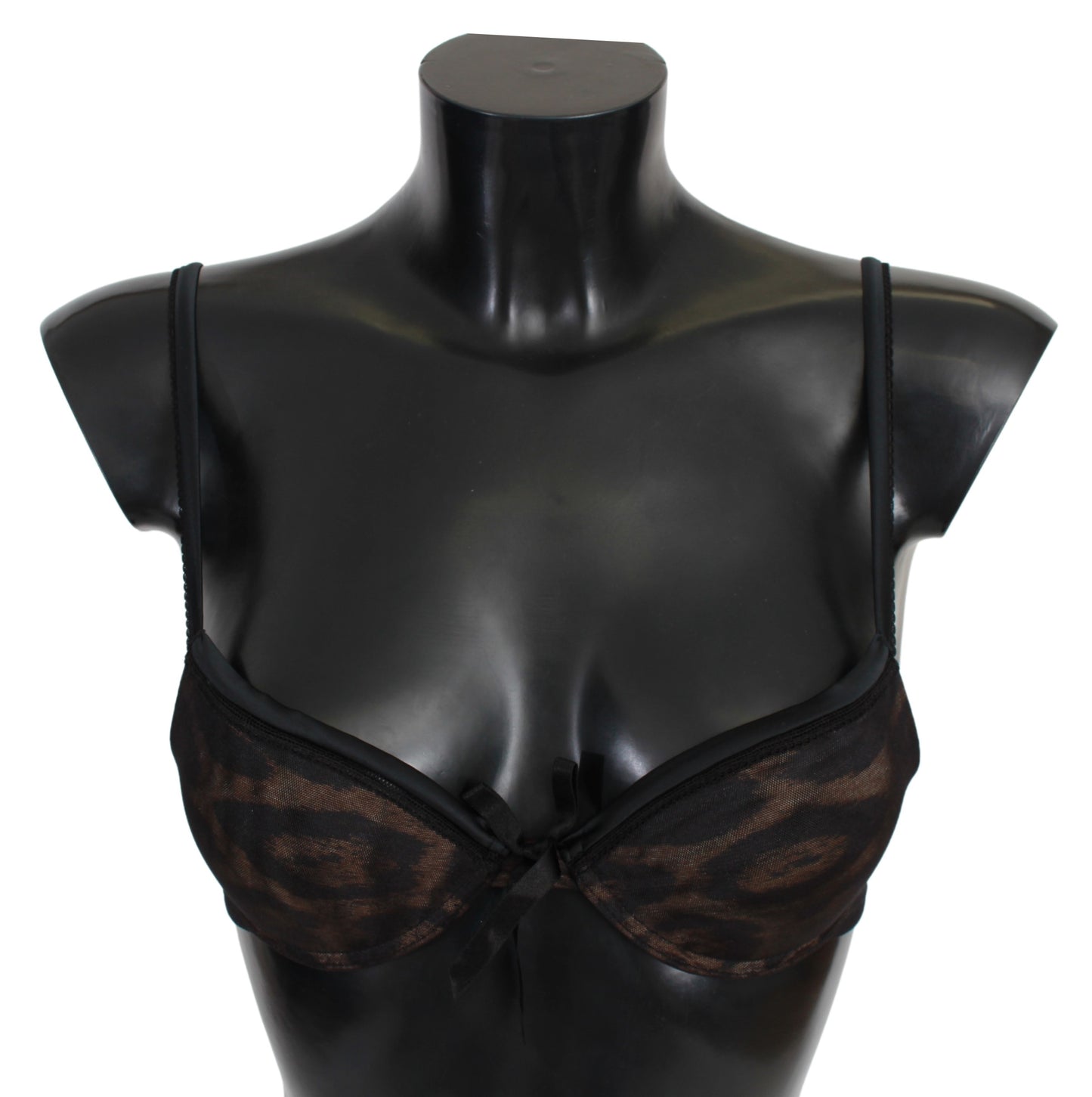 Schwarzer Leopard Nylon Push Up BH Unterwäsche