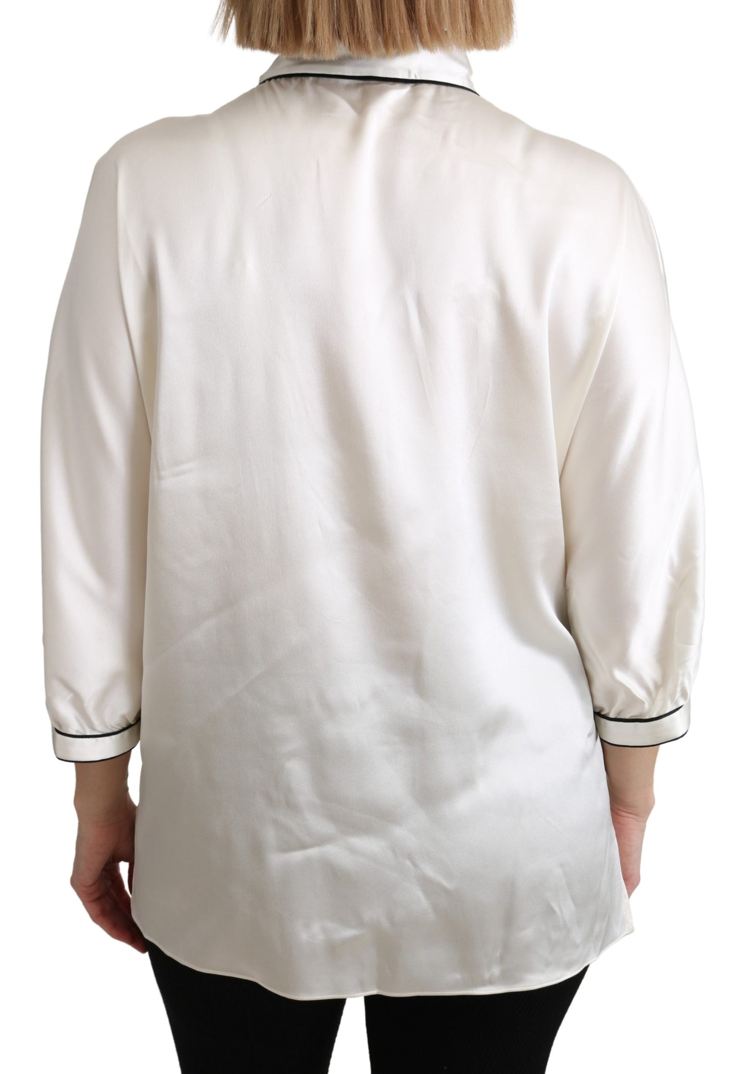 Weiße Seidenschalbluse Off Top