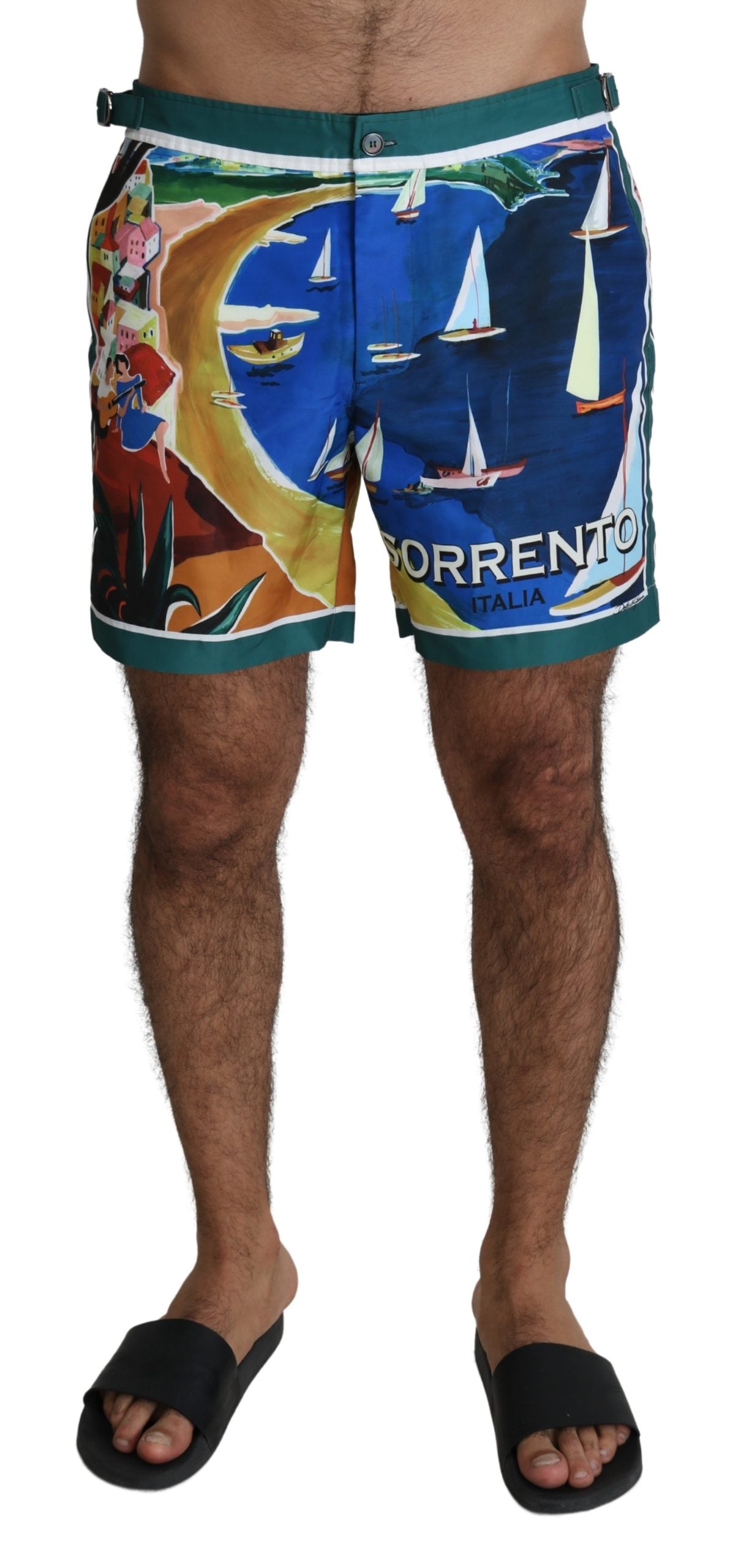 Blaue Sorrento Print Badeshorts Polyester Bademode