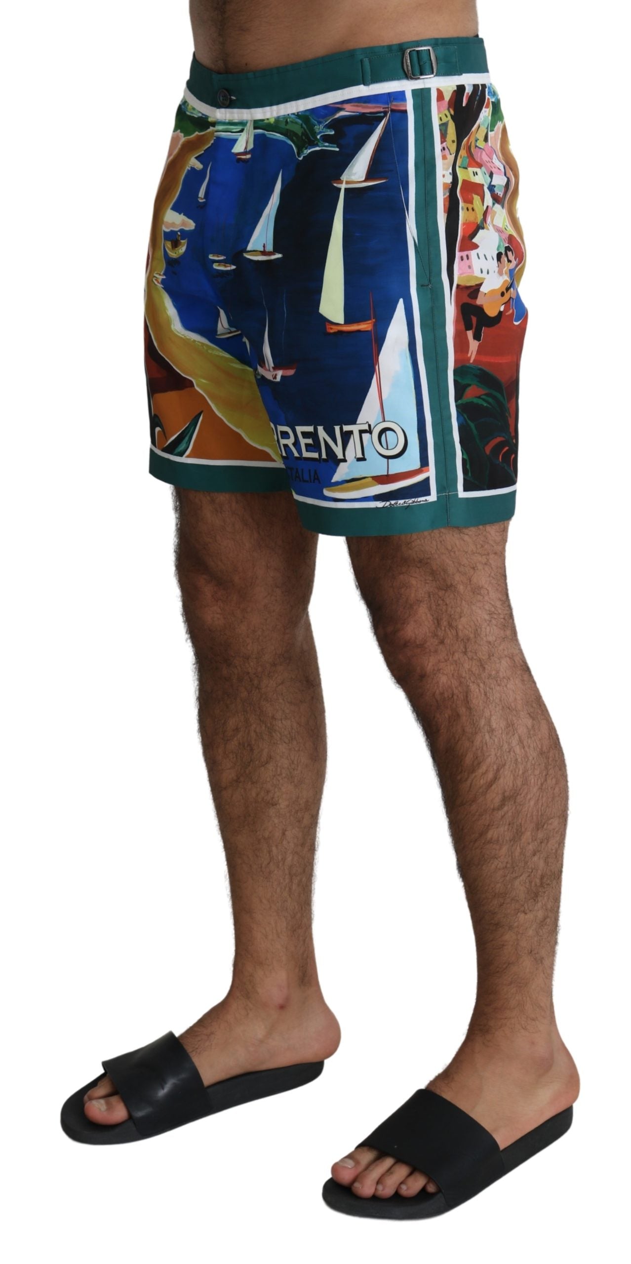 Blaue Sorrento Print Badeshorts Polyester Bademode