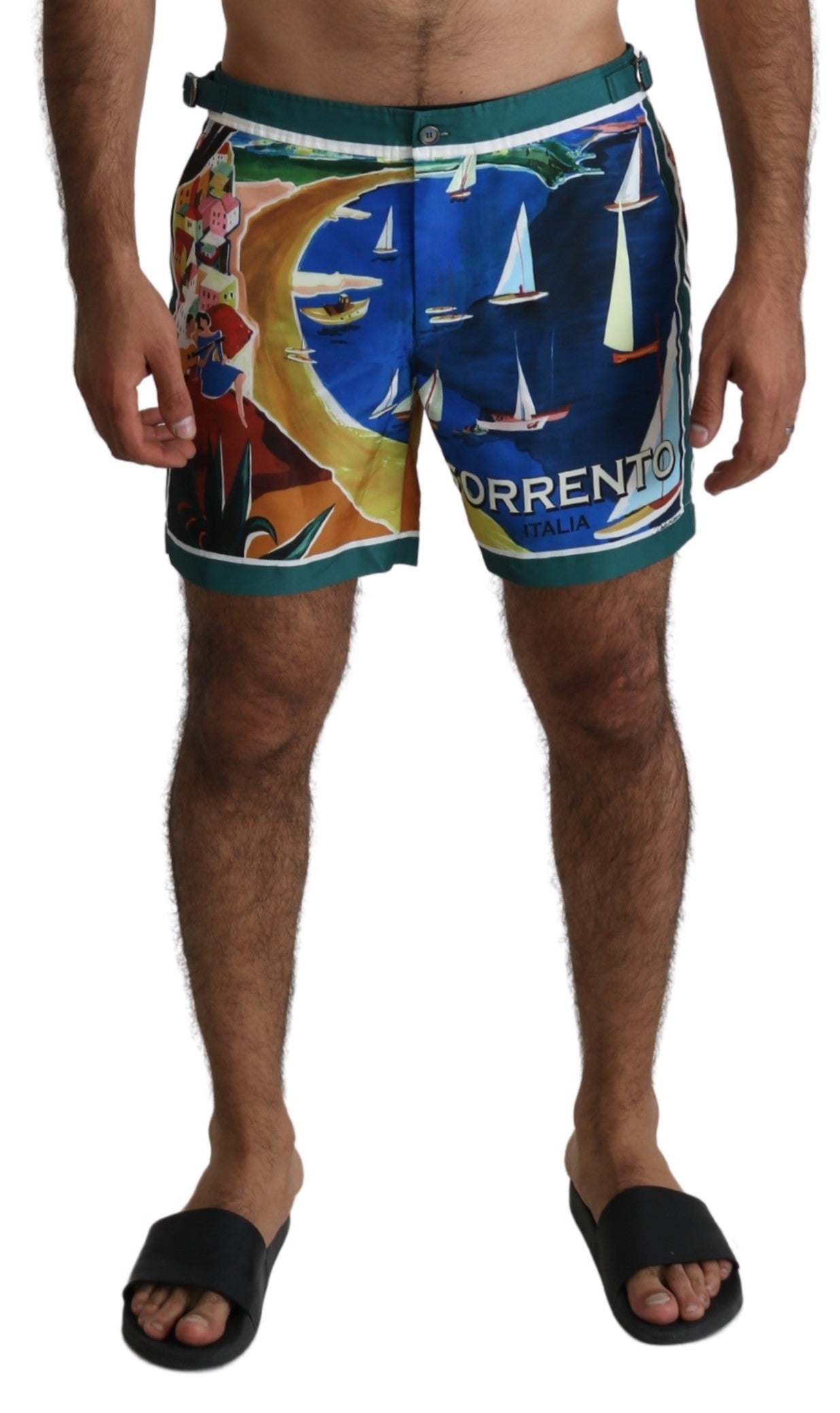 Blaue Sorrento Print Badeshorts Polyester Bademode