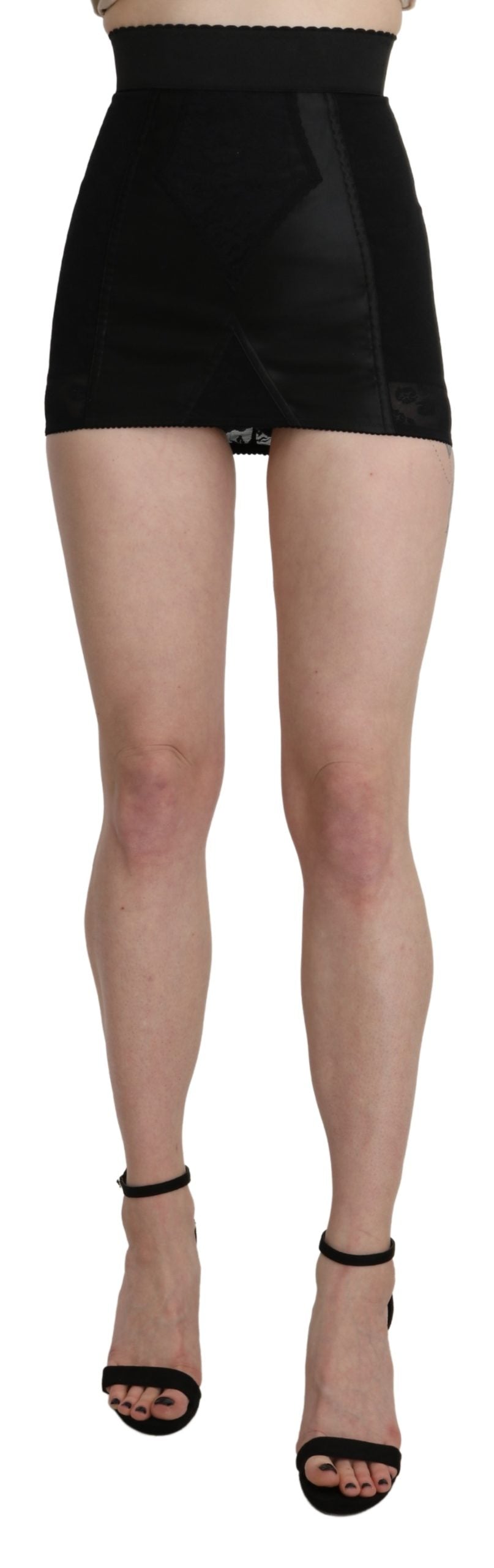 Schwarzer Unterrock Kurzer Spitzen-Stretch-Rock