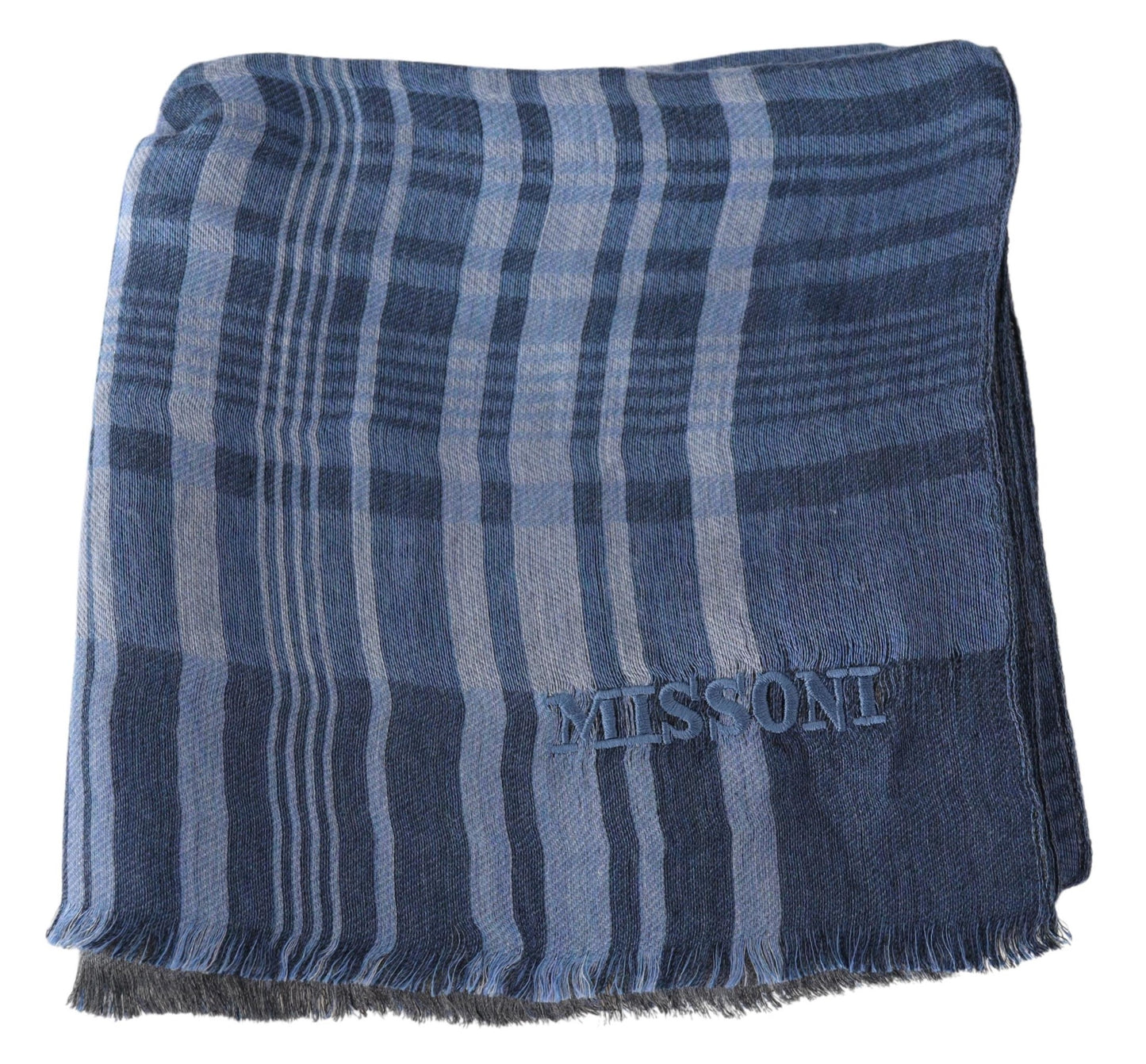 Blau Wolle stricken Plaid Unisex Hals Wrap Schal Schal