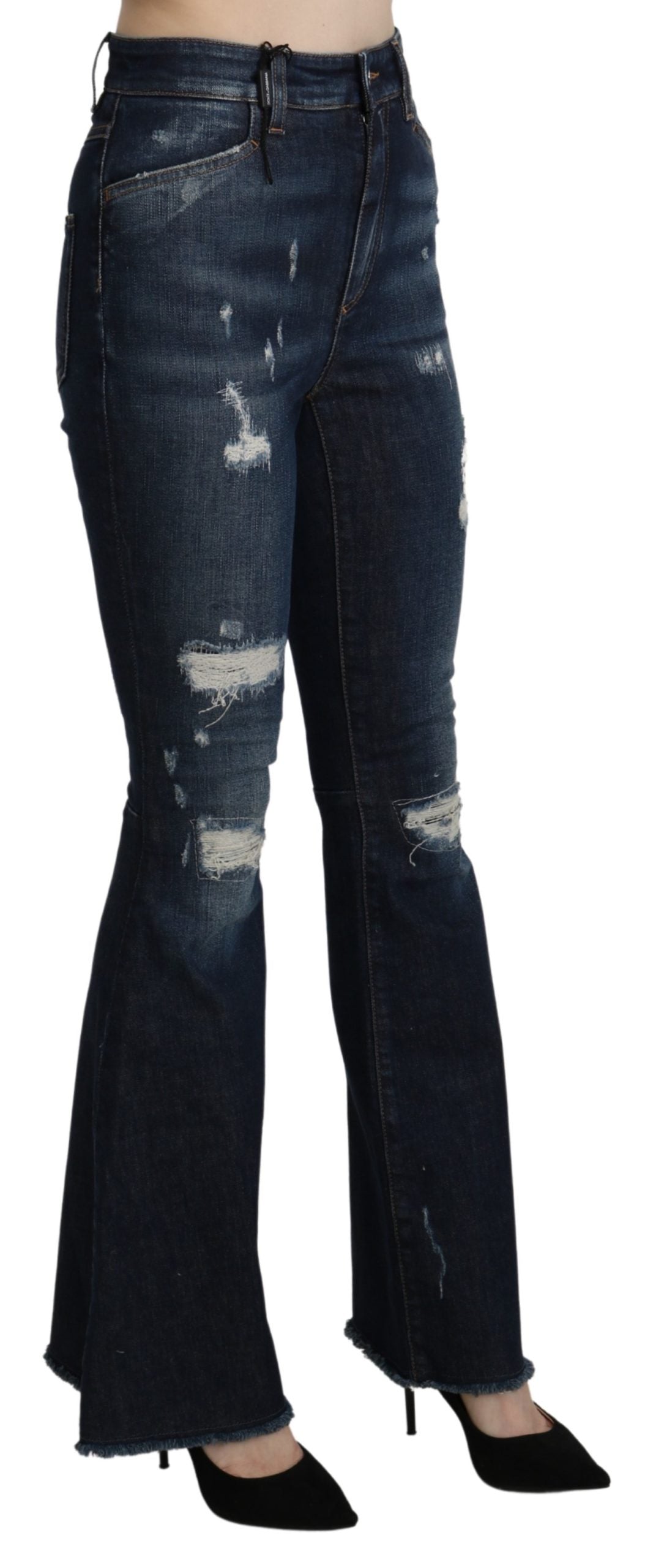 Blaue Denim-Baumwoll-Stretch-Schlaghosen