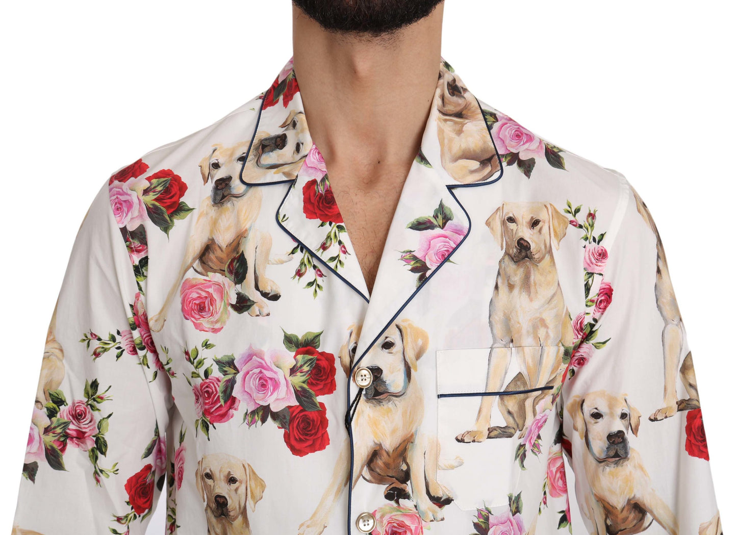Weißes Labrador-Rosen-Baumwollhemd