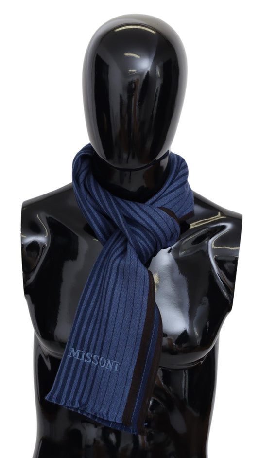 Blauer Wollstrick-Unisex-Halswickelschal