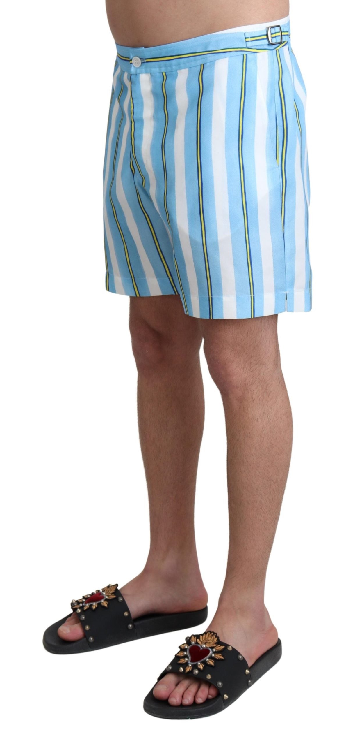 Blau gestreifte Bademode Swimshorts