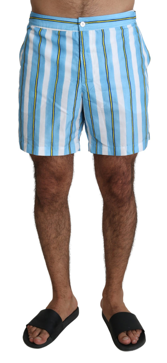 Blau gestreifte Beachwear Herren Badeshorts