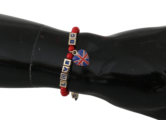 Blaues und rotes Perlenarmband mit DG LOVES LONDON Flagge
