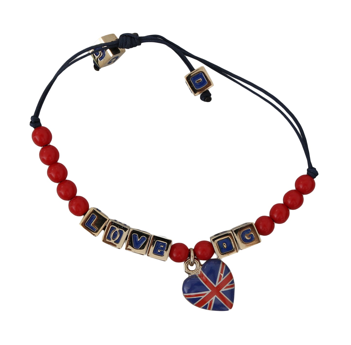 Blaues und rotes Perlenarmband mit DG LOVES LONDON Flagge