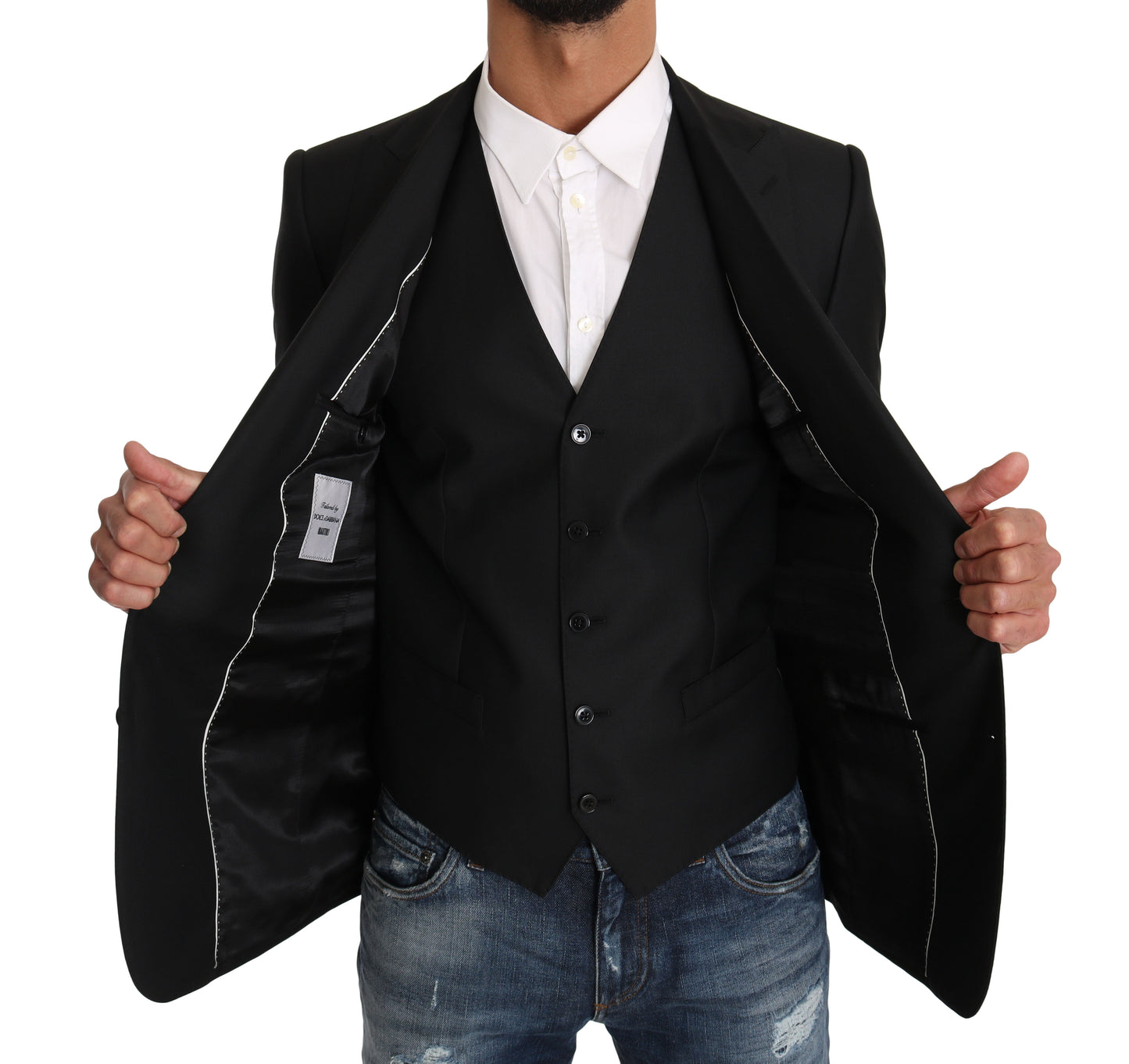 Blazer Weste 2 Stück Schwarz Wolle MARTINI