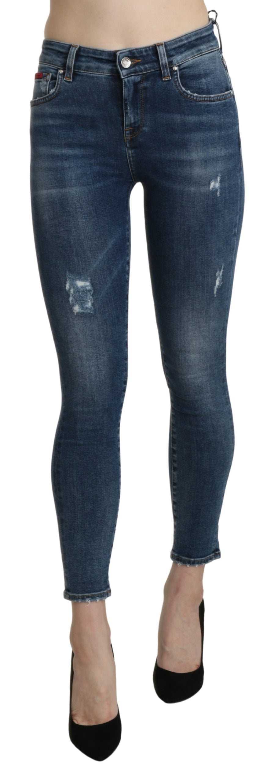 Blaue Skinny-Hose aus Baumwoll-Stretch-Jeans