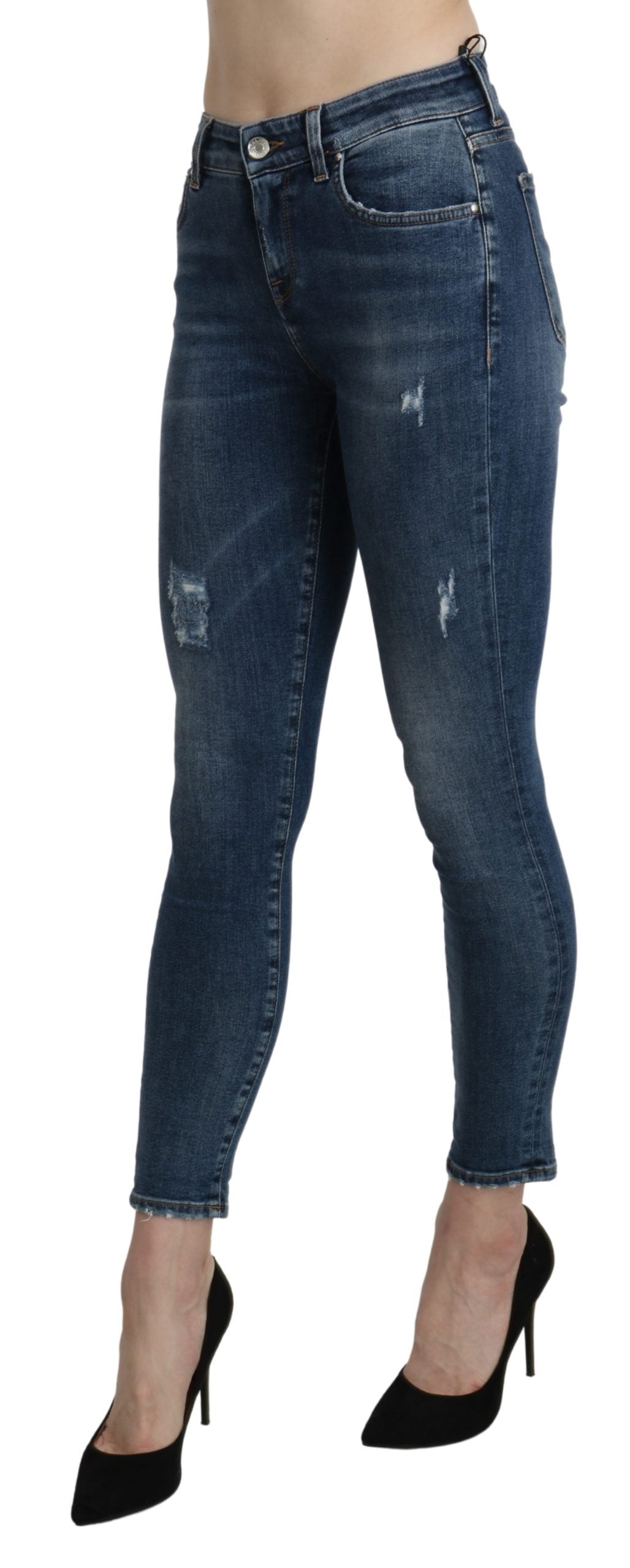 Blaue Skinny-Hose aus Baumwoll-Stretch-Jeans