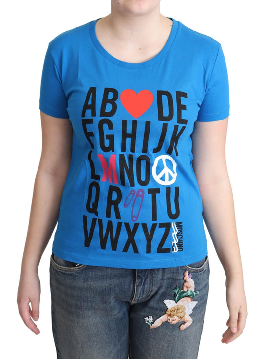 Blaue Baumwolle Alphabet Buchstaben Druck Tops