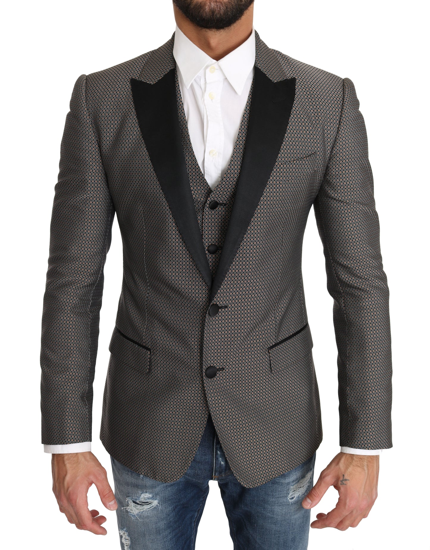 Blazer Weste 2 Stück Grau MARTINI Muster
