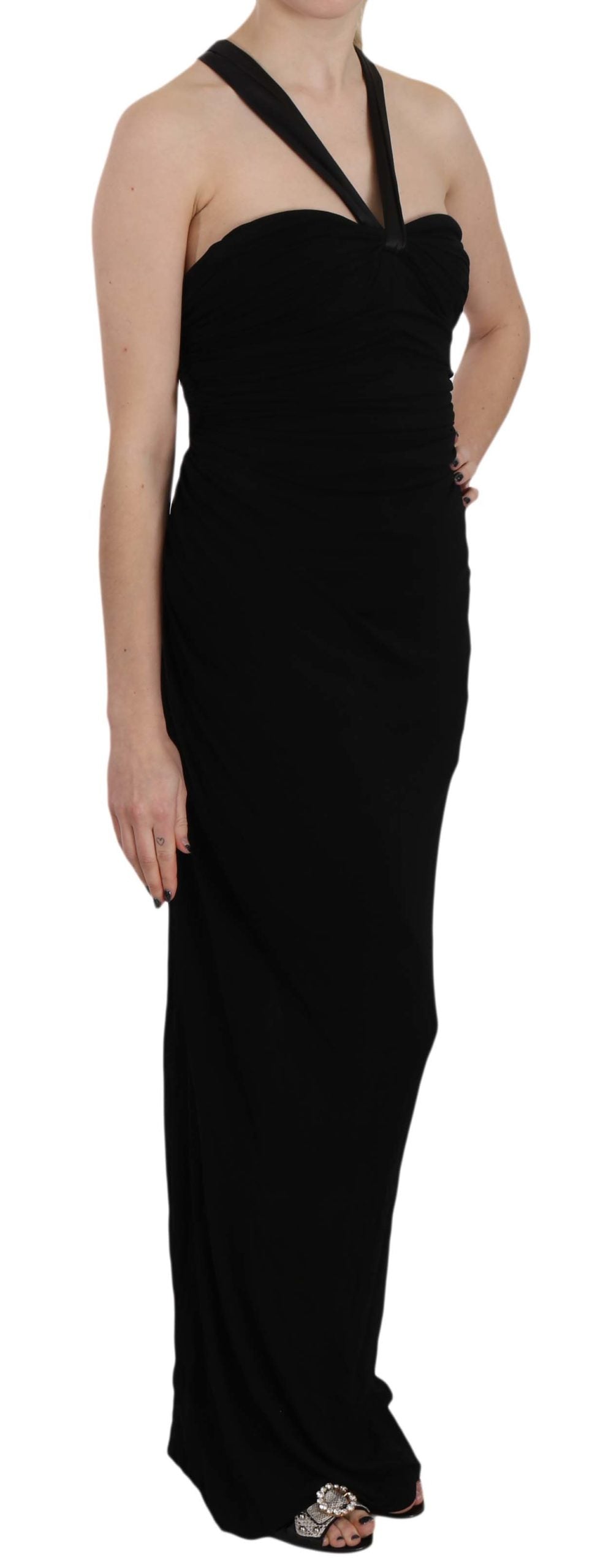 Schwarzes ärmelloses Etuikleid mit Halter