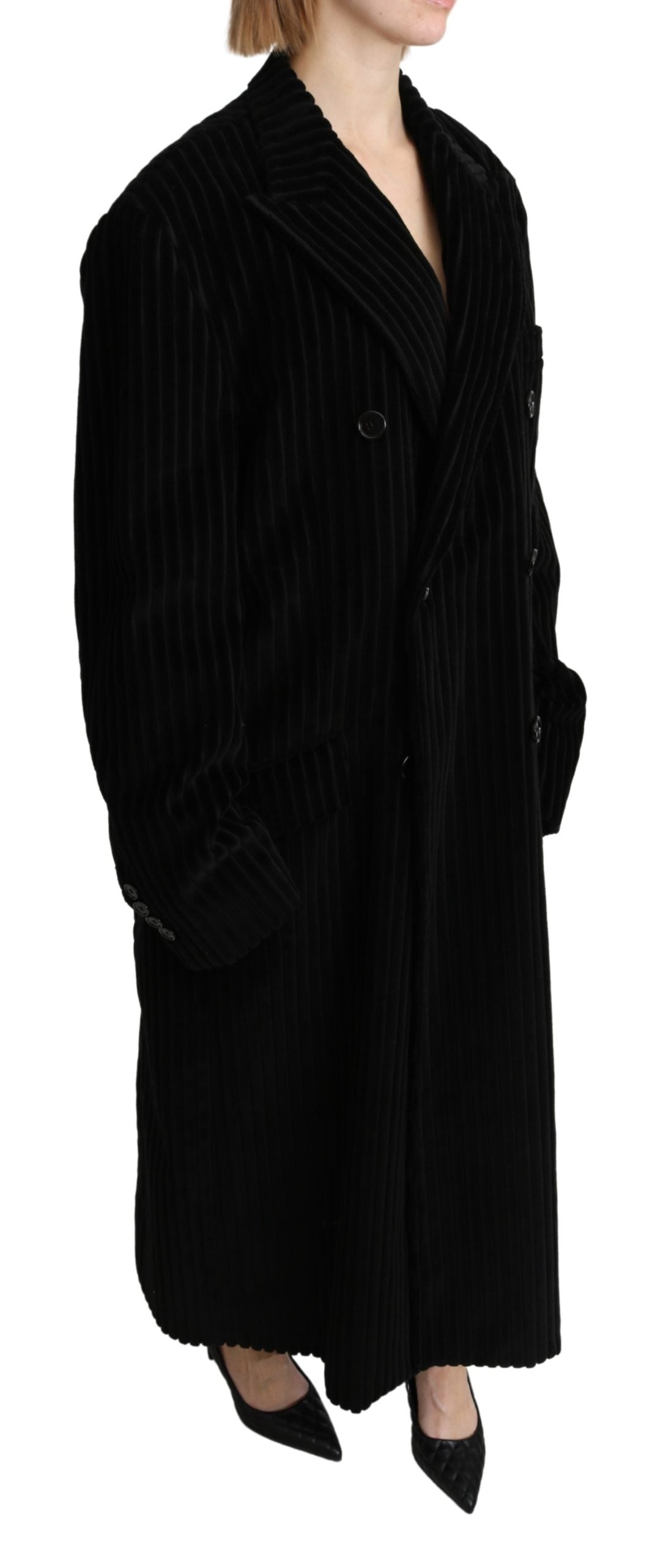 Schwarzer doppelreihiger Blazer Trenchcoat Jacke