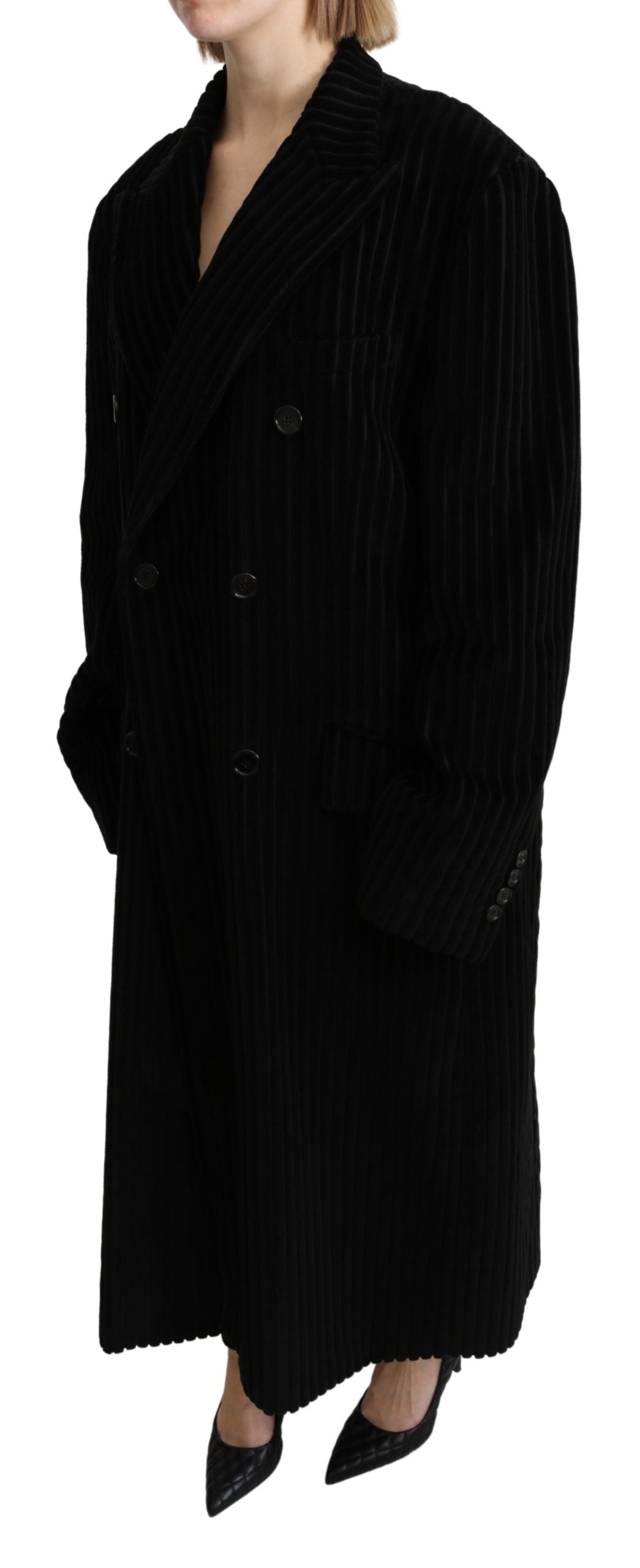 Schwarzer doppelreihiger Blazer Trenchcoat Jacke