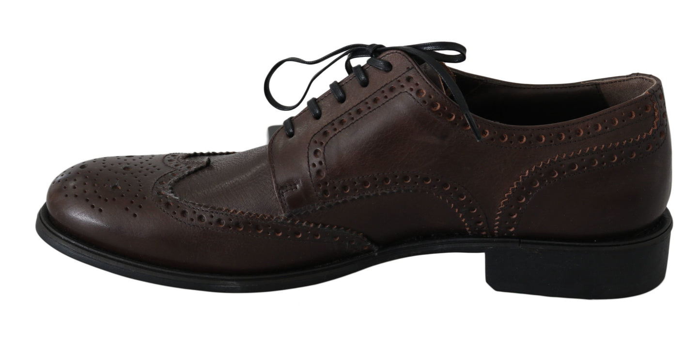 Braune Leder Brogue Derby Dress Schuhe