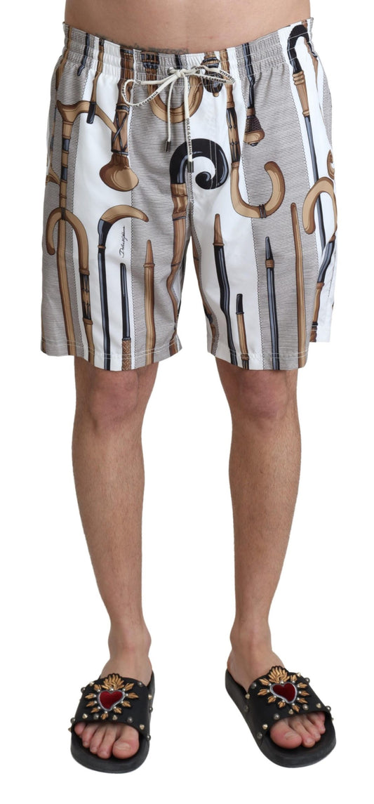 Weiße Spazierstock Badeshorts Strandbekleidung Shorts
