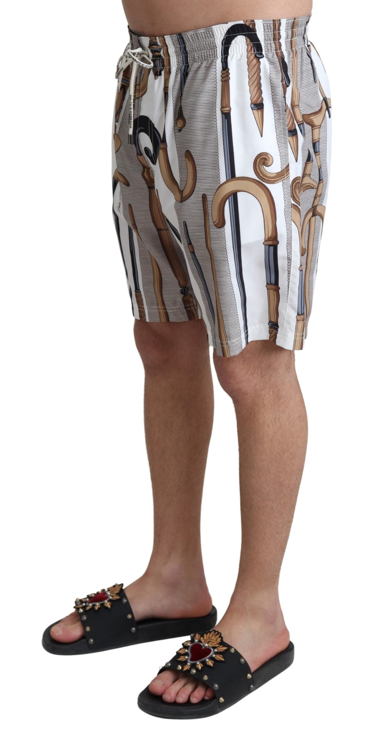 Weiße Spazierstock Badeshorts Strandbekleidung Shorts
