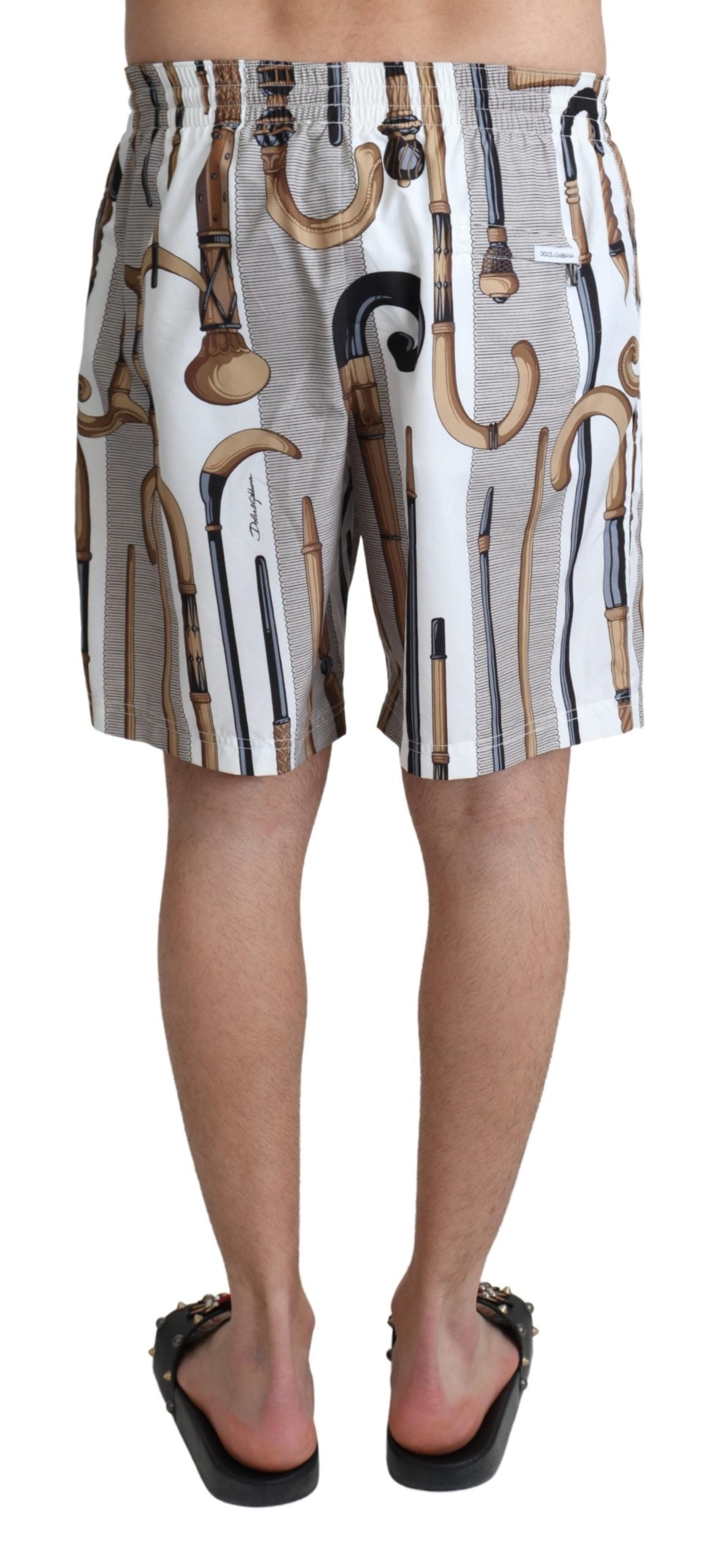 Weiße Spazierstock Badeshorts Strandbekleidung Shorts