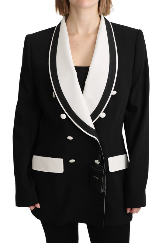 Schwarzer doppelreihiger Blazer Wolljacke