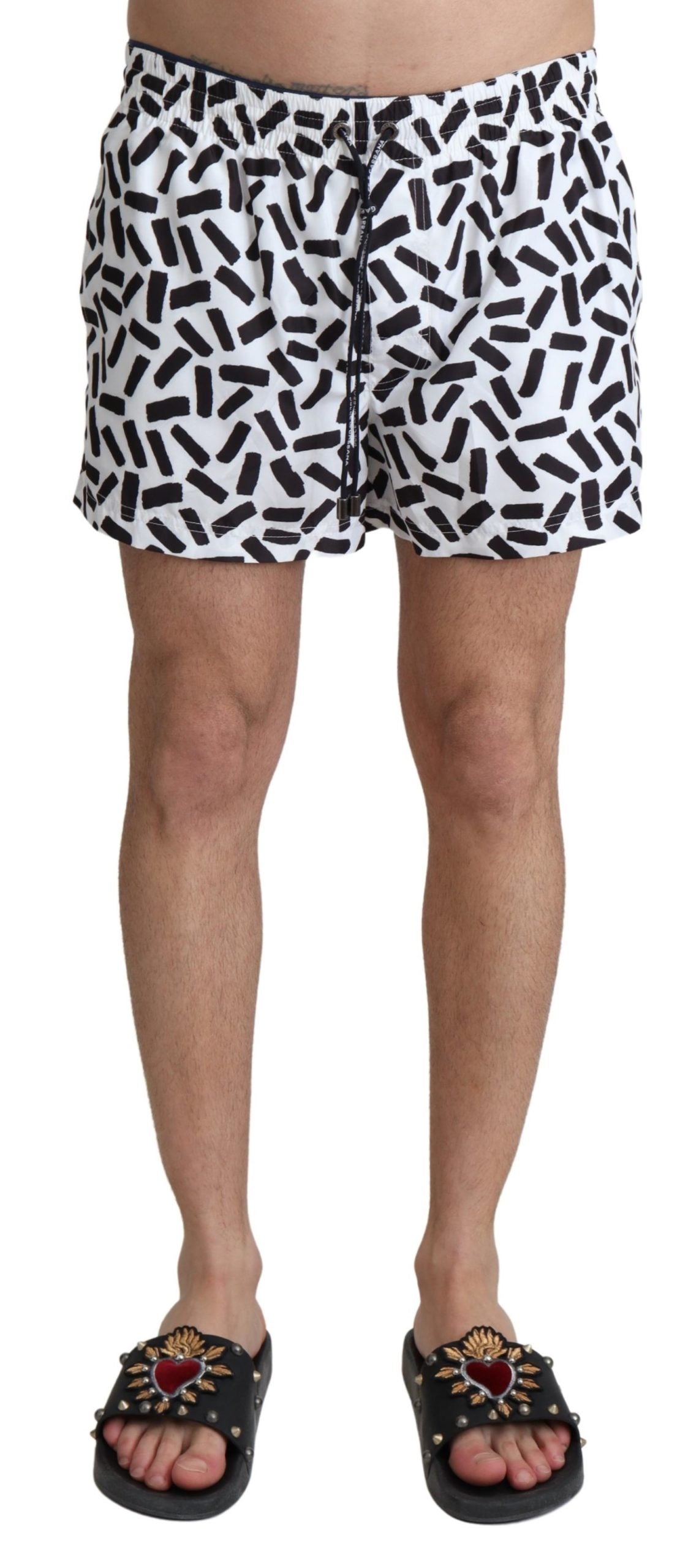 Weiß Gemusterte Beachwear Shorts Bademode