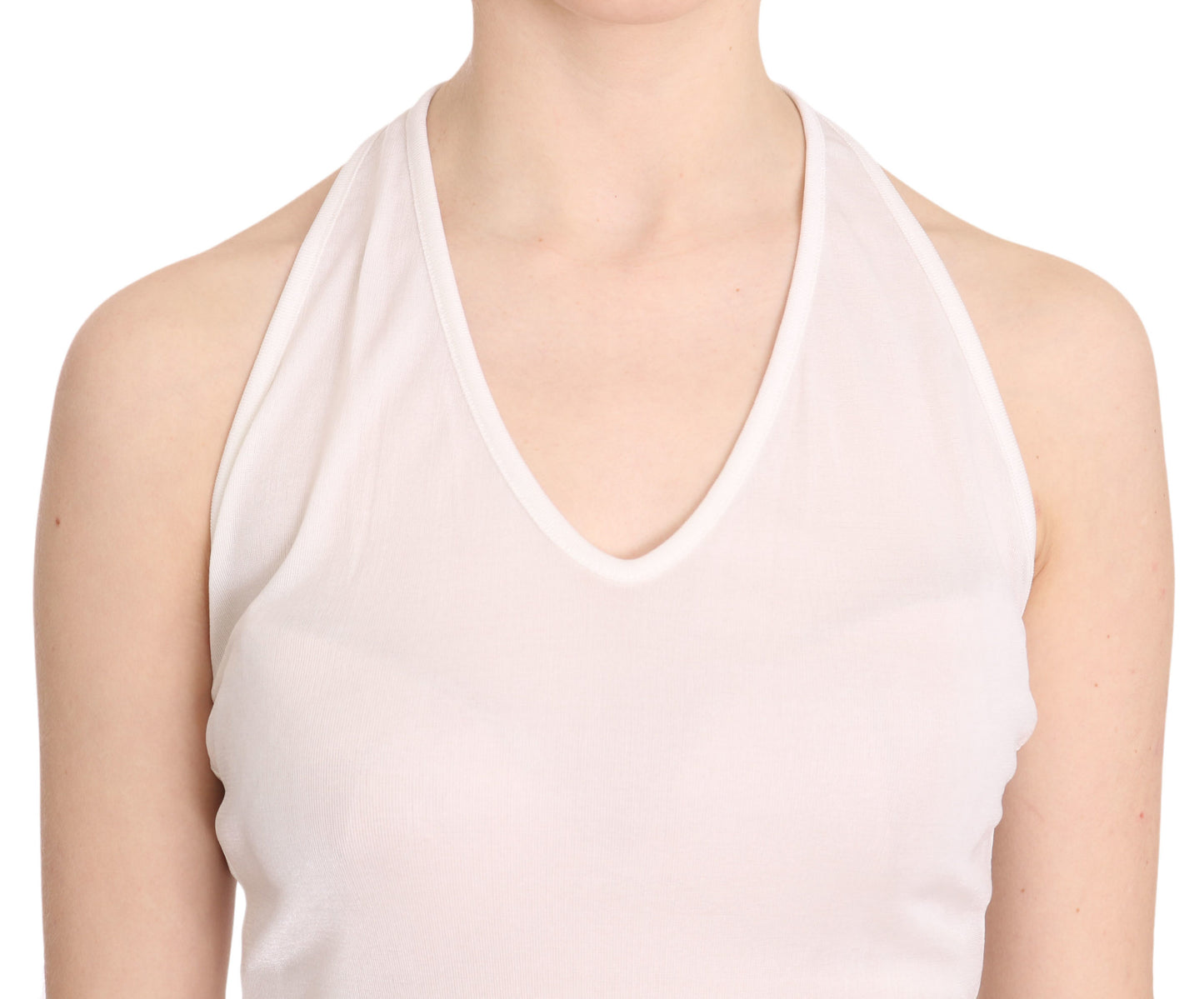 Weißer Halter Baumwolle ärmelloses lässiges Tank Top Bluse