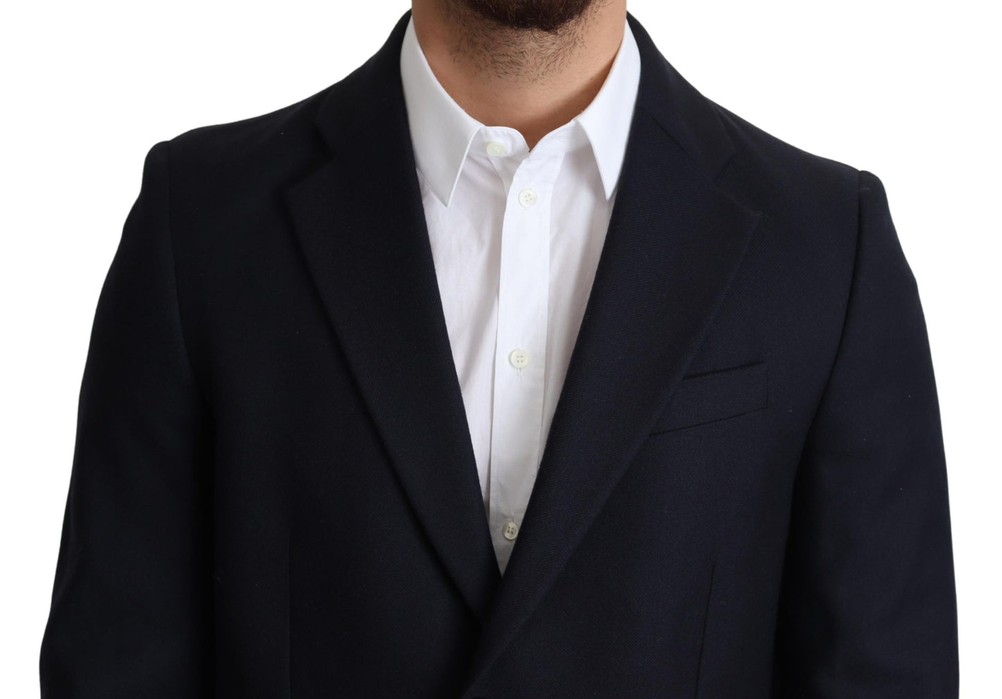 Dunkelblauer Wollmantel einreihig Jacke