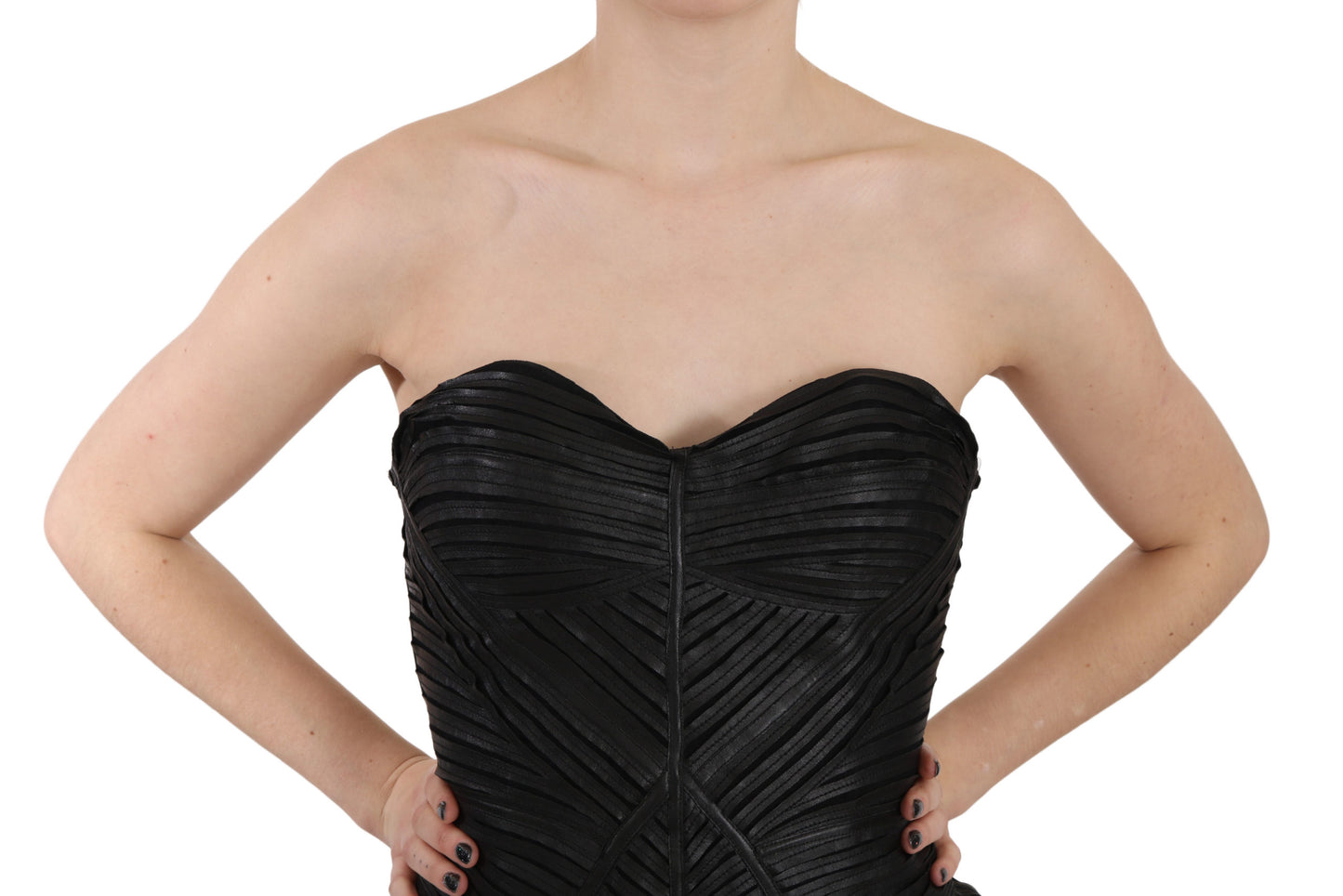 Schwarzes Ledermantel-Bodycon-Kleid