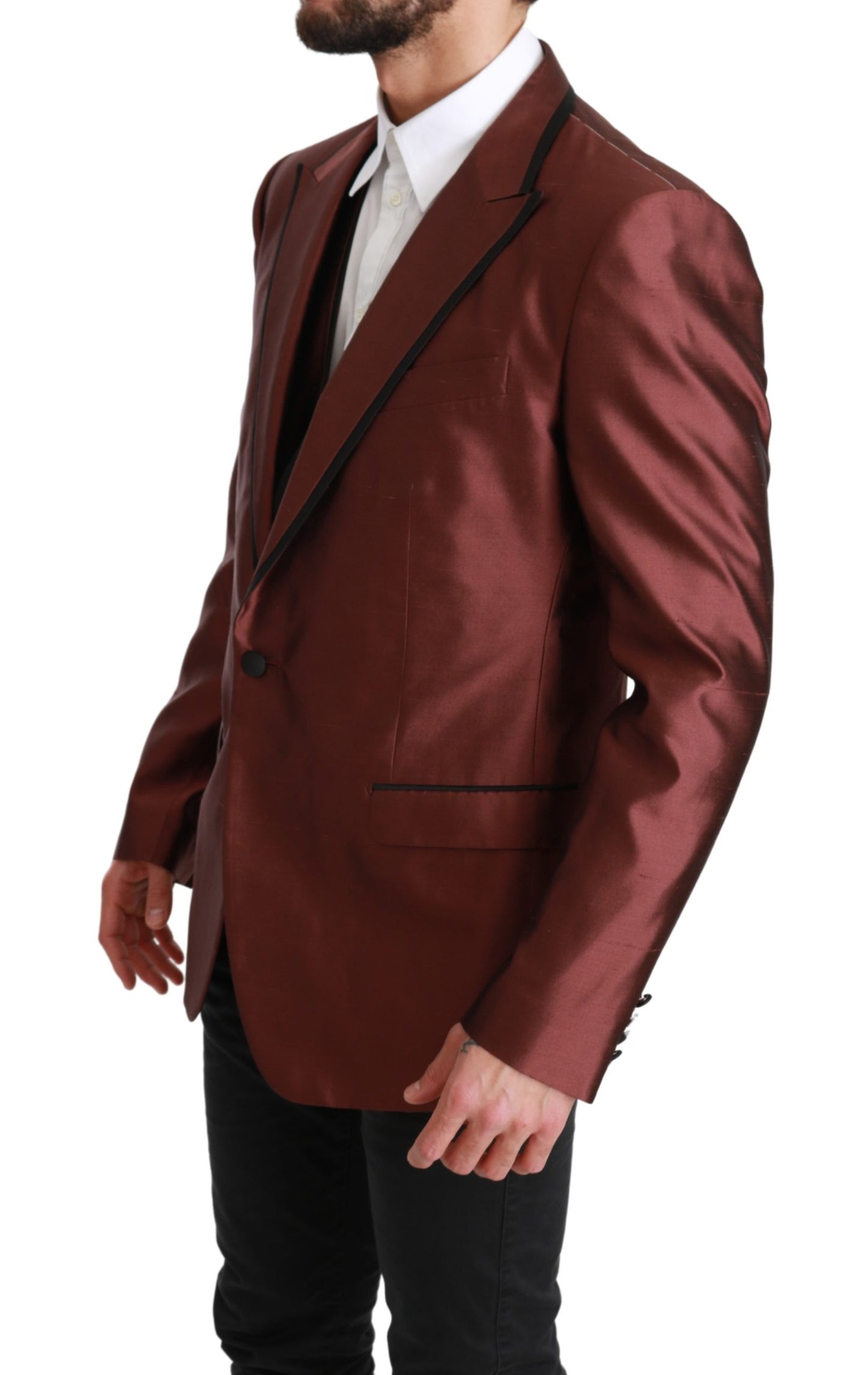 Bordeaux Seidenjacke Weste 2 Stück Blazer