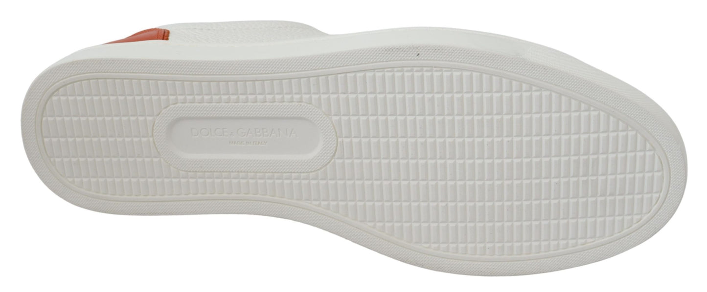 Turnschuhe Schuhe Weiß Orange Leder Low Top Herren Turnschuhe