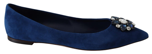 Blau Bellucci Wildleder Kristalle Flats Schuhe