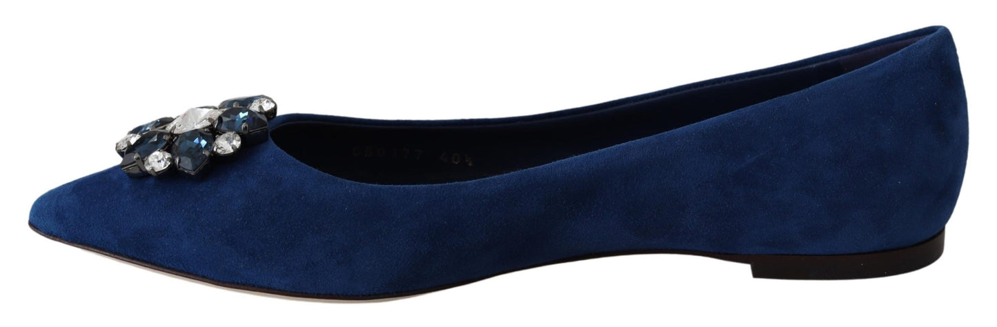 Blau Bellucci Wildleder Kristalle Flats Schuhe