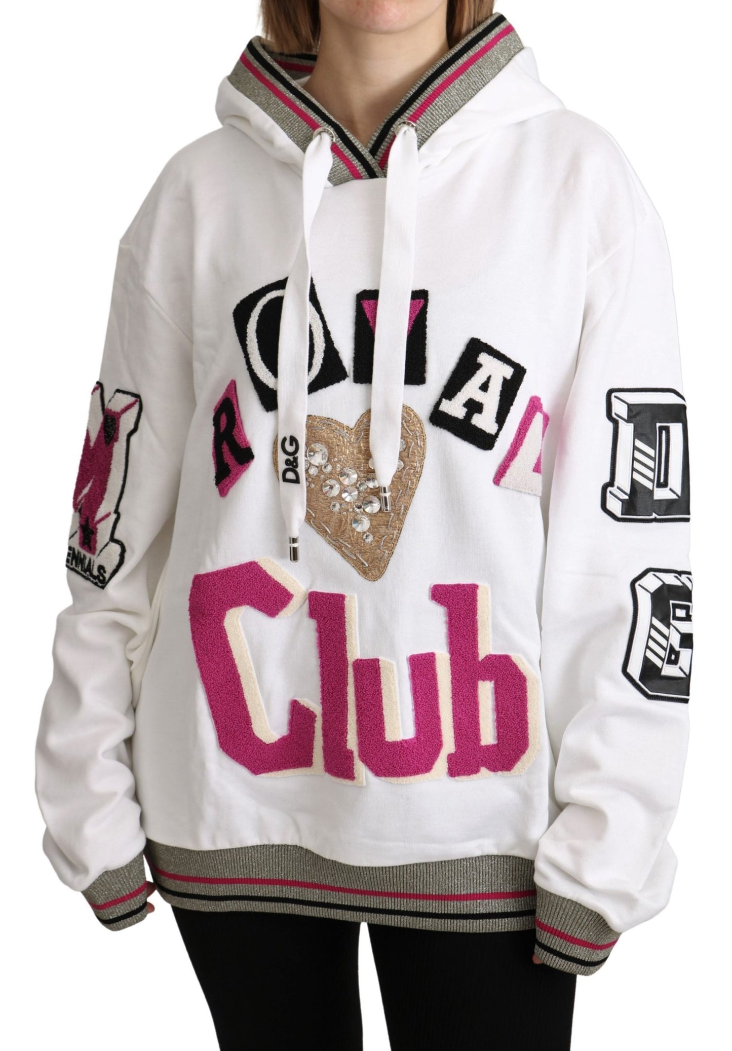 Weißer Royal Club Kapuzenpullover mit Kristall