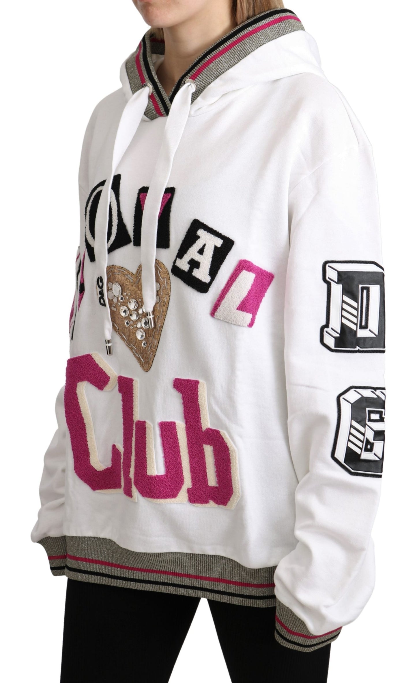 Weißer Royal Club Kapuzenpullover mit Kristall