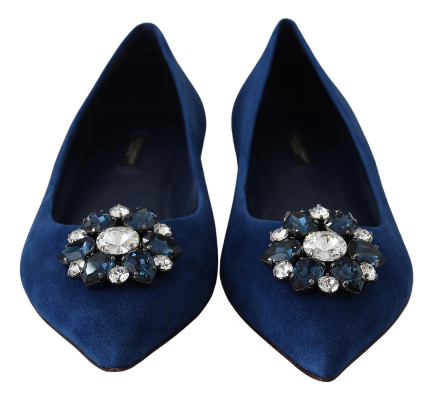 Blau Bellucci Wildleder Kristalle Flats Schuhe