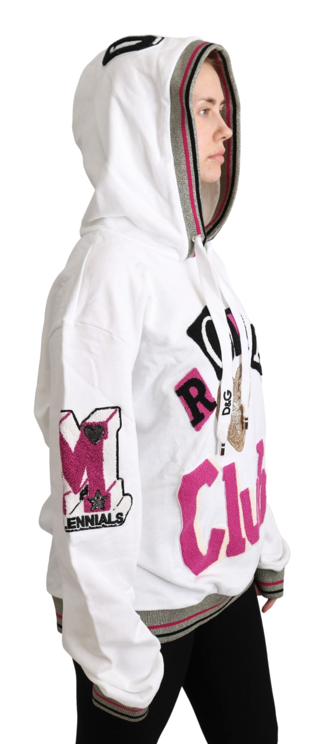 Weißer Royal Club Kapuzenpullover mit Kristall