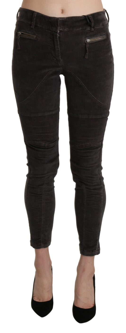 Braune Samt-Capri-Hose aus Baumwolle