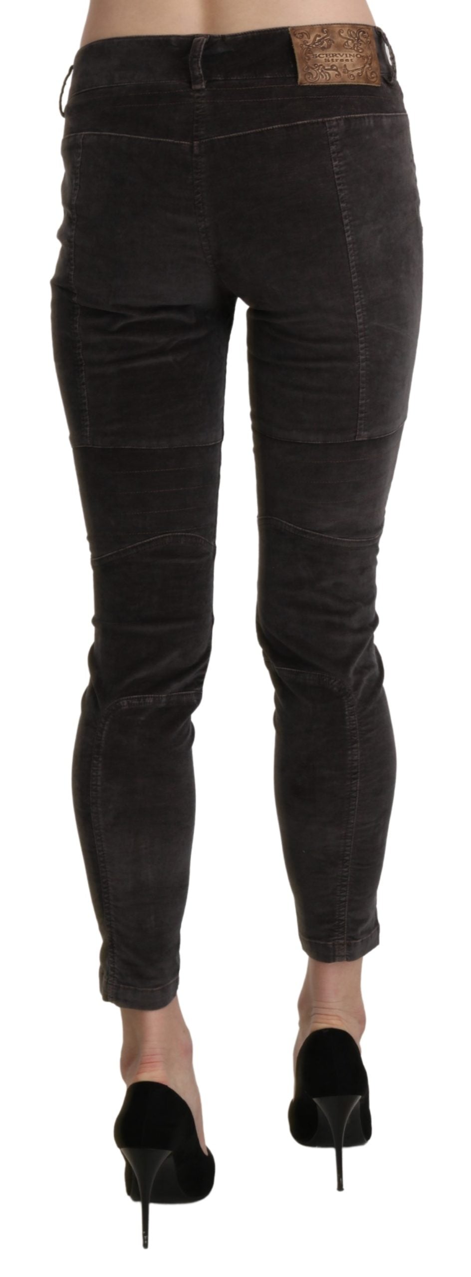 Braune Samt-Capri-Hose aus Baumwolle